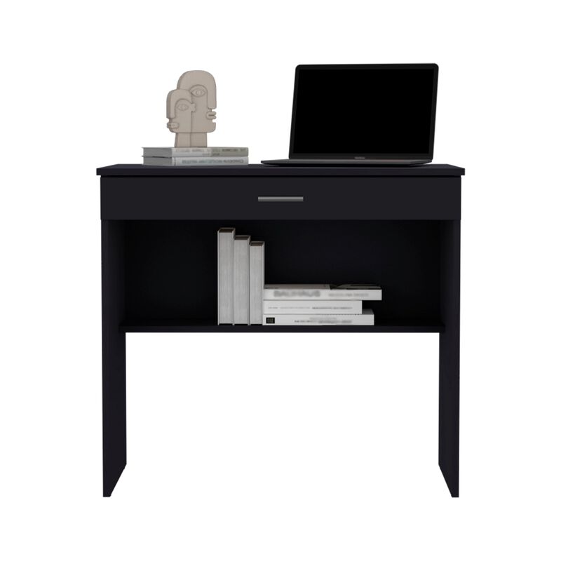 DEPOT E-SHOP Montana Storage Desk, Spacious Stylish with Drawer and Shelf, White