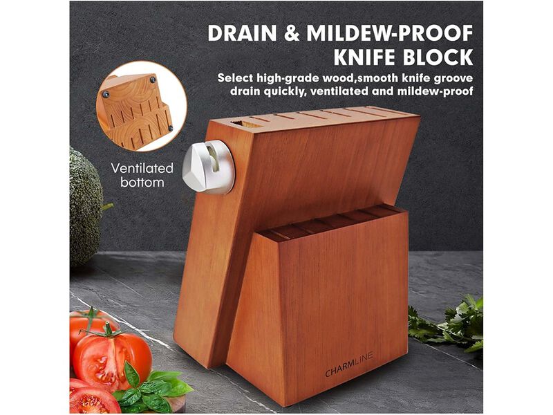 Charmline Knife Sets for Kitchen, 15 Pcs Knives Set with Block