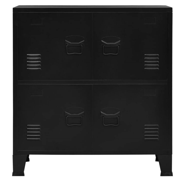 vidaXL Filing Cabinet with 4 Doors Industrial Black 29.5"x15.7"x31.5" Steel