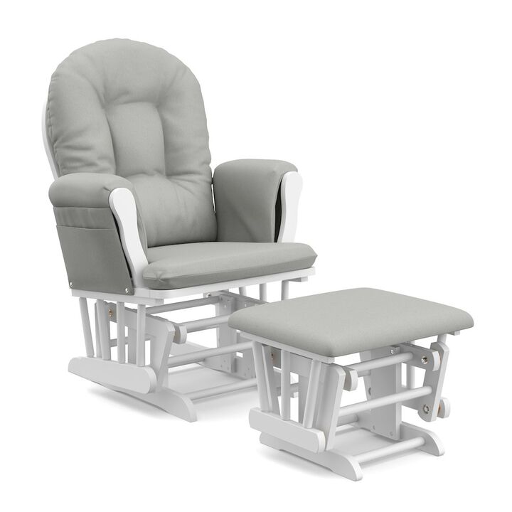 Storkcraft Hoop Glider and Ottoman - White with Light Gray