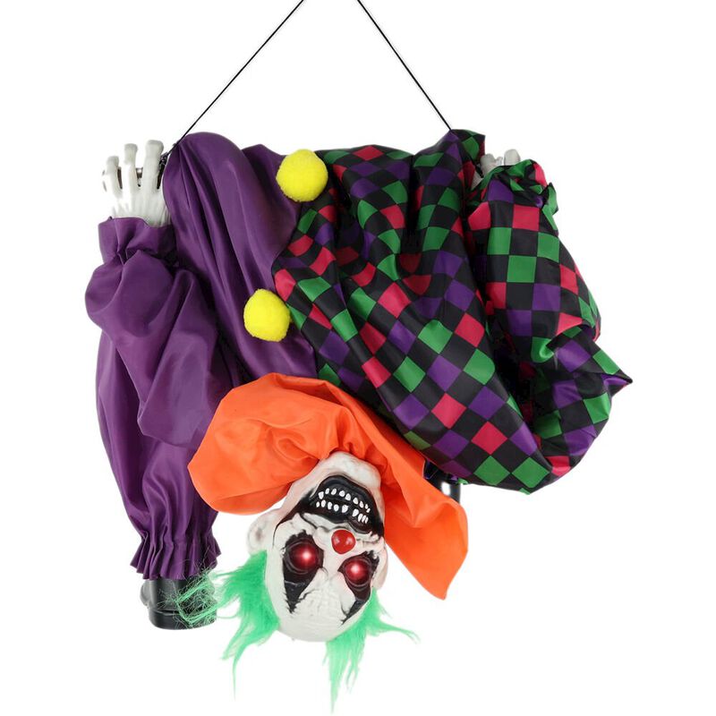 Haunted Hill Farm Hanging Purp/Org Upside Down Clown