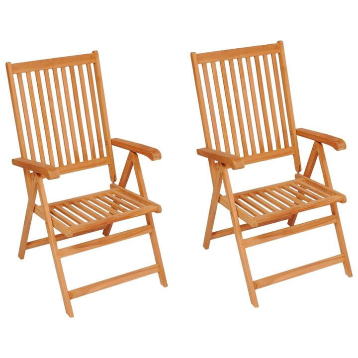 vidaXL Garden Chairs 2 pcs with Anthracite Cushions Solid Teak Wood