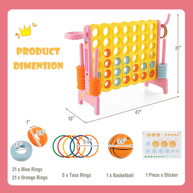 4-in-a-Row Connect Game with Basketball Hoop and Toss Ring