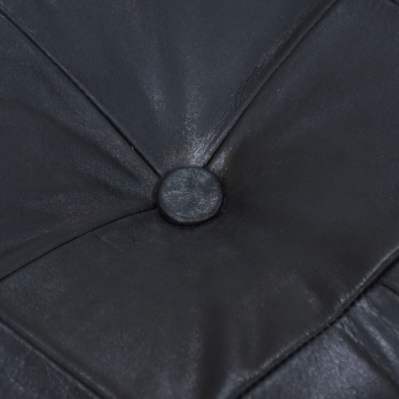 Geometric Handmade Leather Square Pouf 16"x16"x16" (Recycled Foam with Fibre Fill) Black Color MABBBACPF25 BBH Homes