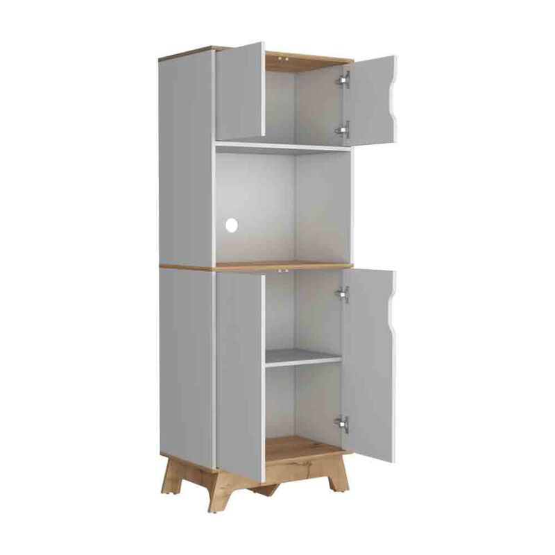 Microwave Tall Cabinet Wallas, Kitchen, Light Oak / White