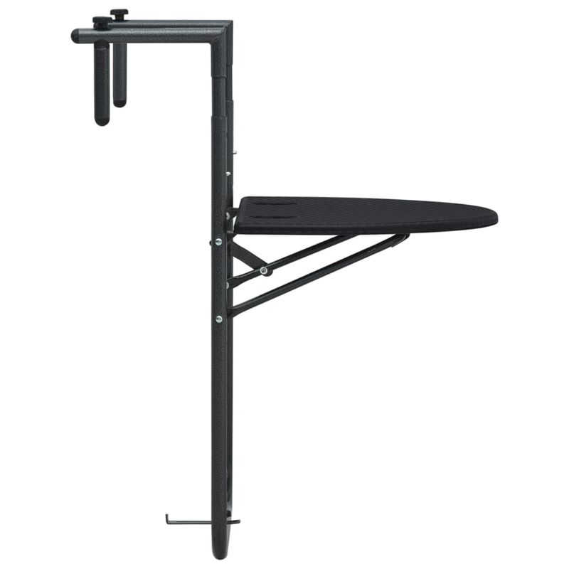 vidaXL Hanging Balcony Table Black 23.6"x25.2"x32.9" Plastic Rattan Look