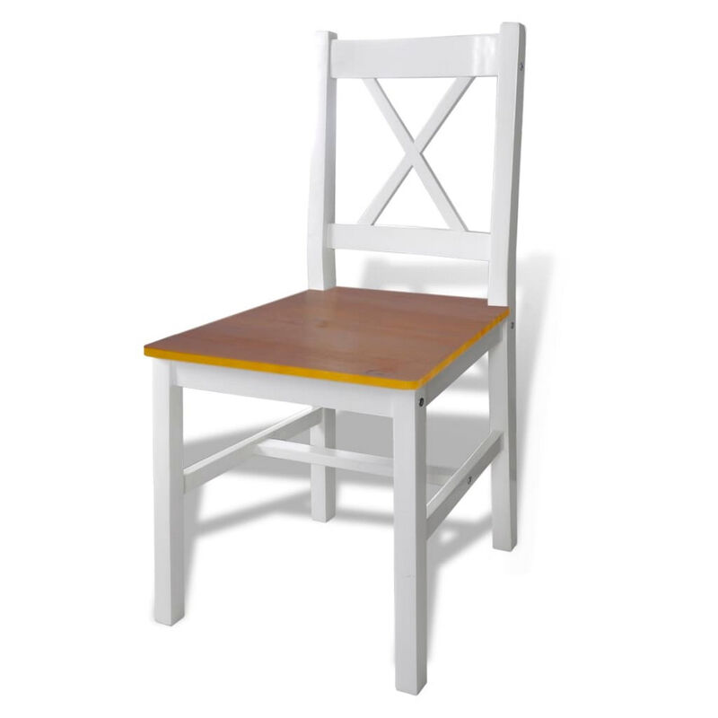 5pc Dining Table Set, 43 Inch Rectangular, 4 Chairs, Brown White Wood - Benzara