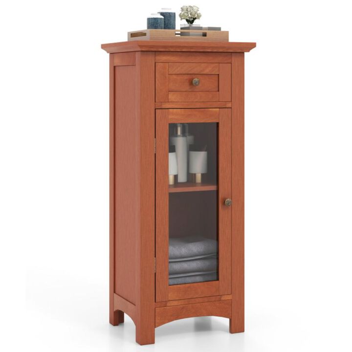 Hivvago Bathroom Freestanding Storage Cabinet with Single Glass Door