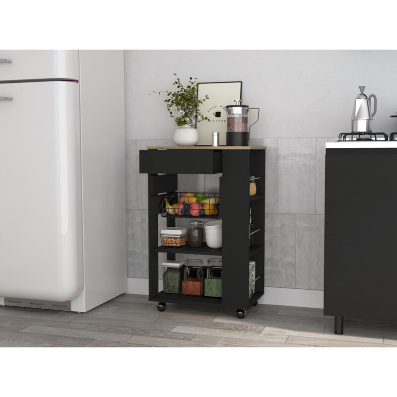 Streamdale Prospect 5-Shelf 1-Drawer Kitchen Cart Wengue And Light Oak