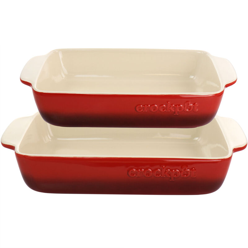 Crock Pot Artisan 2 Piece Stoneware Bake Pans in Gradient Red