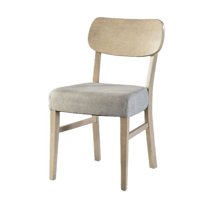 Kene Dining Side Chair Set of 2, Contour Back, Tapered Legs, Gray Fabric