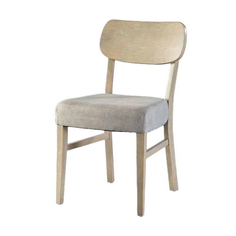 Kene Dining Side Chair Set of 2, Contour Back, Tapered Legs, Gray Fabric