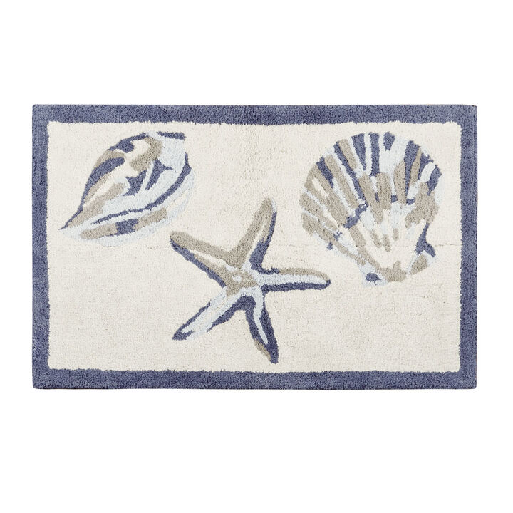Gracie Mills Villanueva Coastal Reversible High Pile Cotton Bath Rug - 21x34"