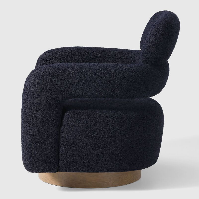 WestinTrends Mid-Century Modern Sherpa Swivel Barrel Accent Chair With Storage Ottoman