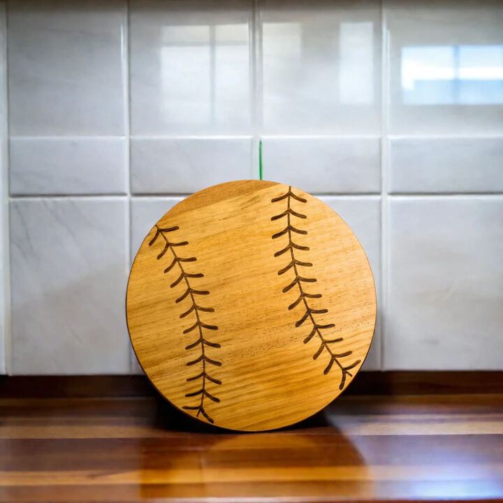 Baseball Charcuterie Wood Board - 13" Diameter