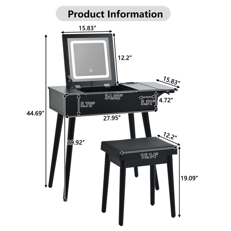 Merax Makeup Vanity Desk with Flip Top Mirror