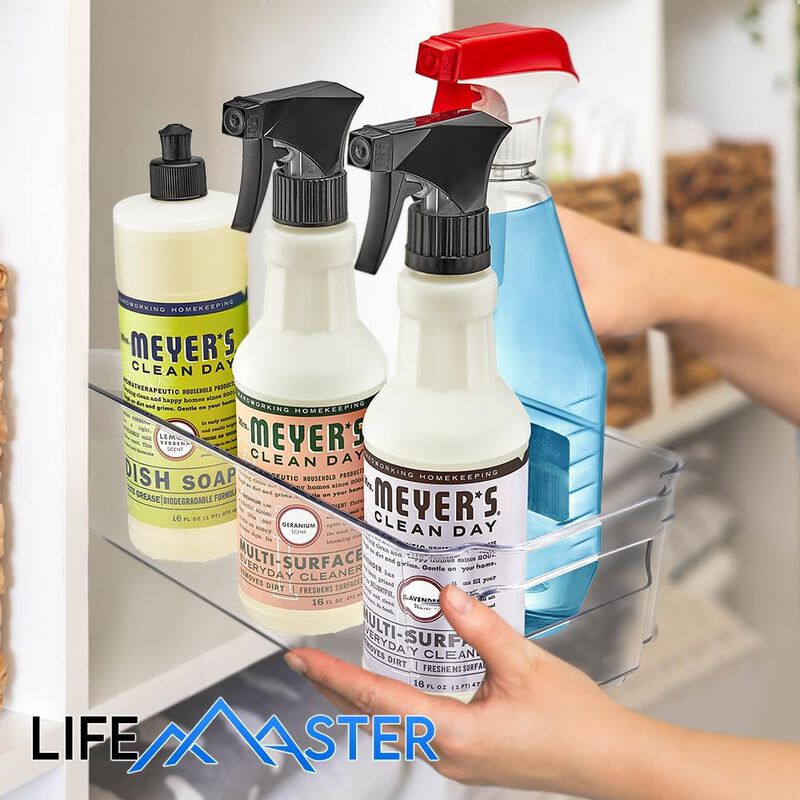 Multi-Purpose Refrigerator Bins - 8 Pieces Usable And Stackable Design Fridge Bin Organizer With Easy Grip Handles - Clear