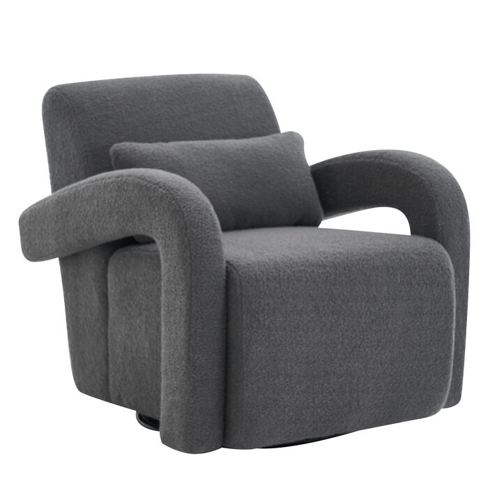 Cozy white Teddy Fabric Armchair - Modern Sturdy Lounge Chair with Curved Arms and Thick Cushioning for Plush Comfort White