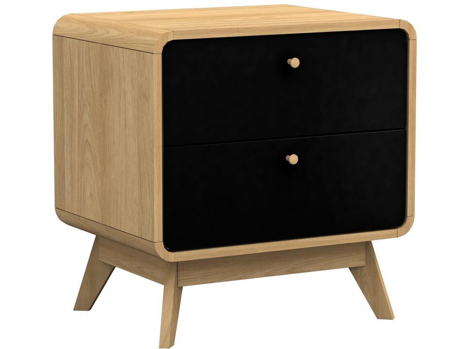 Ren Home Leva Scandinavian 2 Drawer Curved Nightstand