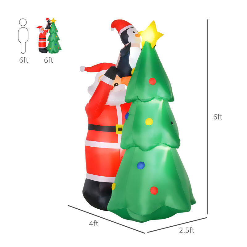 6' Outdoor Inflatable Garden Xmas Santa Claus Decoration w/ Tree & LED Lights