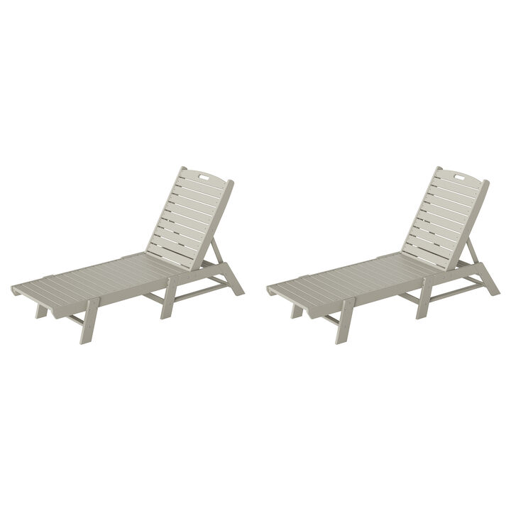Reclining Outdoor Patio Adjustable Chaise Lounge Chair (Set of 2)