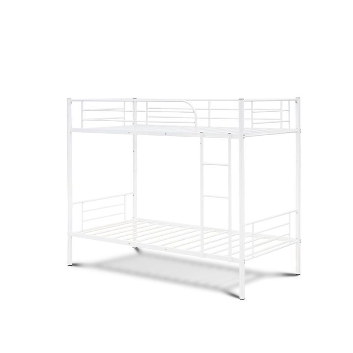 East West Furniture Twin Bunk Bed in powder coating white color