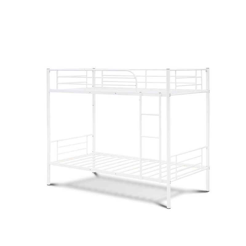 East West Furniture Twin Bunk Bed in powder coating white color