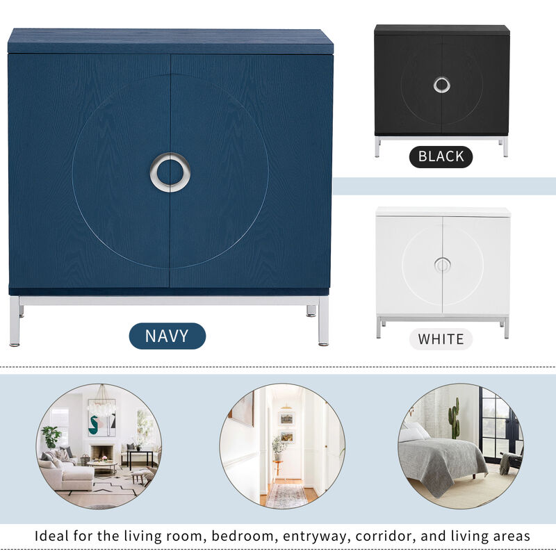 Wooden and Metal Accent Cabinet (Navy)
