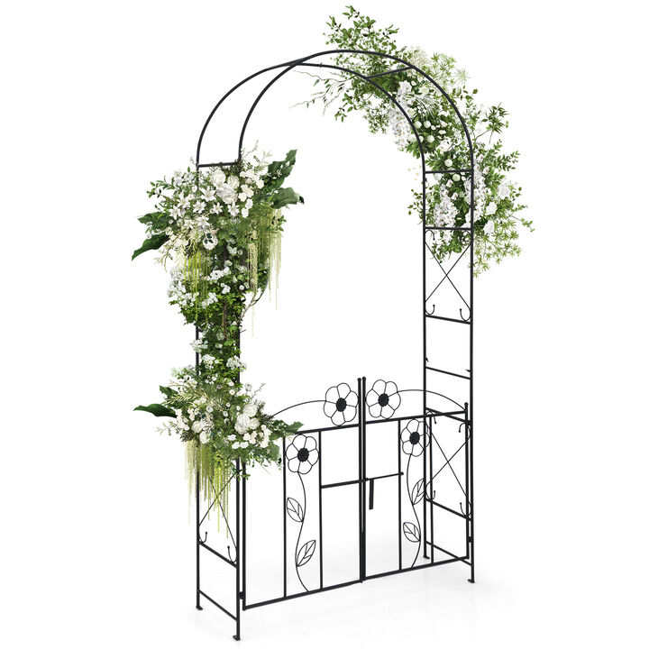 2 in 1 Garden Arbor with Door and Latch for Outdoor Lawn