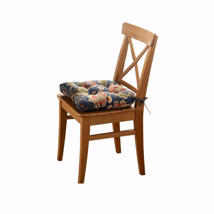Ellis Cirtain Regency Jacobean Floral Soft Reversible Chair Polyester Fill Cushions Pad 15"x14" Grey