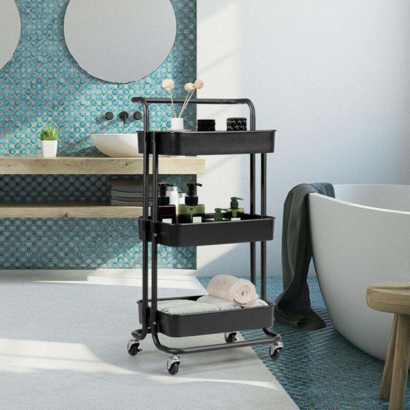Hivvago 3-Tier Utility Cart Storage Rolling Cart with Casters