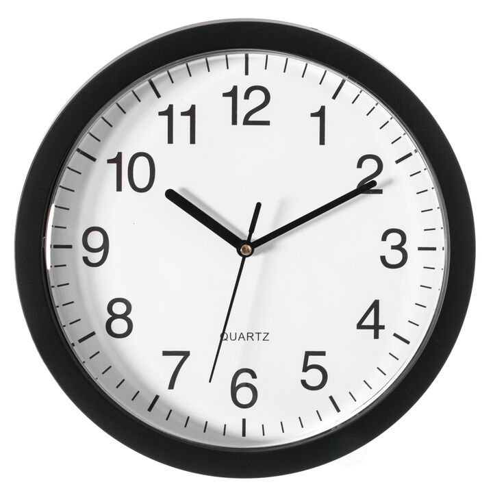 Contemporary Black Wall Mounted Plastic Clock with Hidden Storage Door - Secret Interior Compartment, Hidden Safe for Storing Valuables - 10 Inch Dia - Stylish Home Security and Organization Solution with Modern Elegance