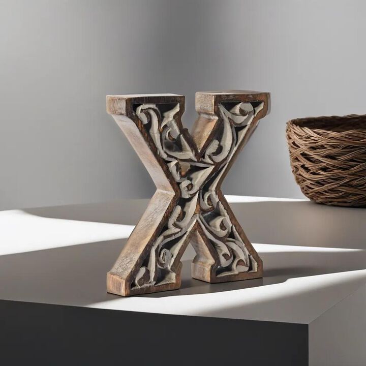Vintage Gray Handmade Eco-Friendly "X" Alphabet Letter Block For Wall Mount & Table Top D�cor