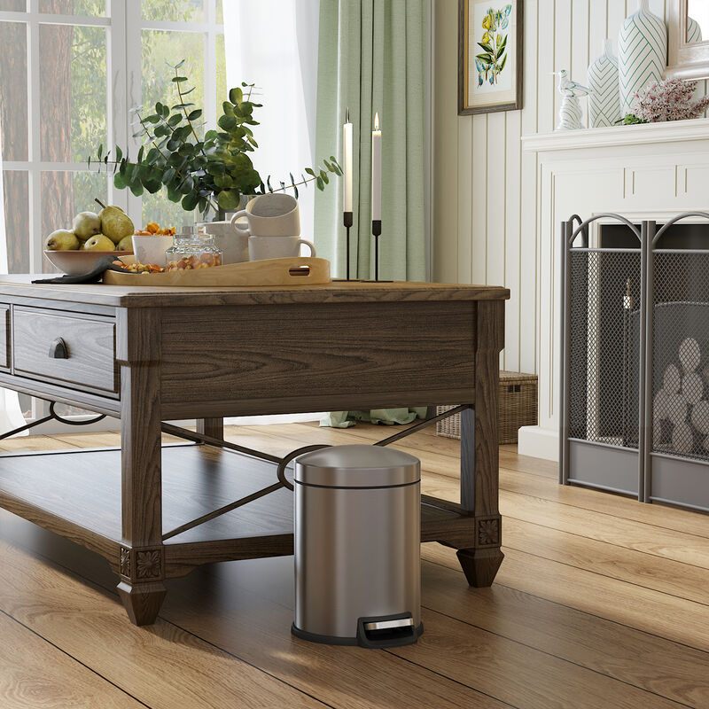 1.32 Gallon Stainless Steel Trash Can.