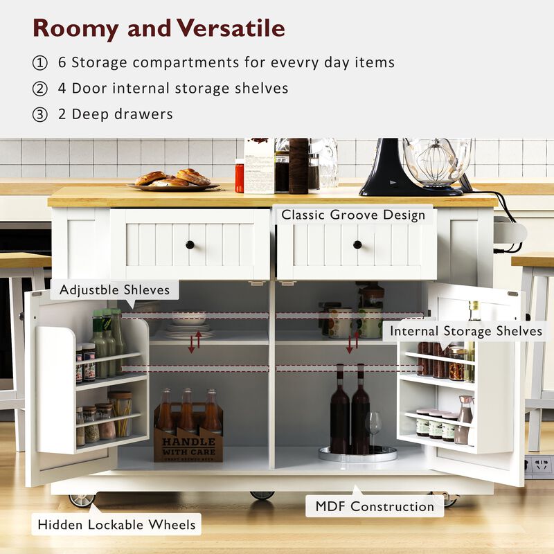 Merax Farmhouse Kitchen Island with Drop Leaf