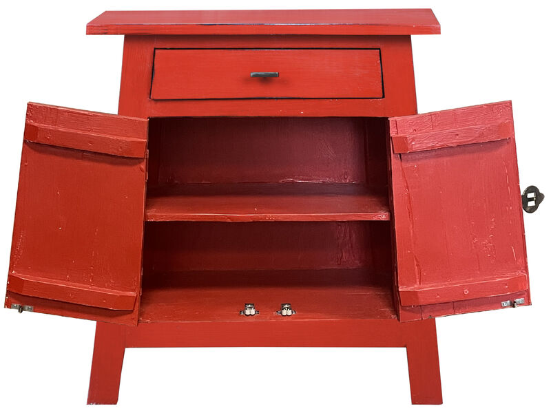 Shabby Chic Cottage 21 in. Red Rectangular Wood End Table