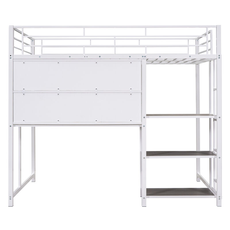 Merax Metal Loft Bed with Desk and Ladder