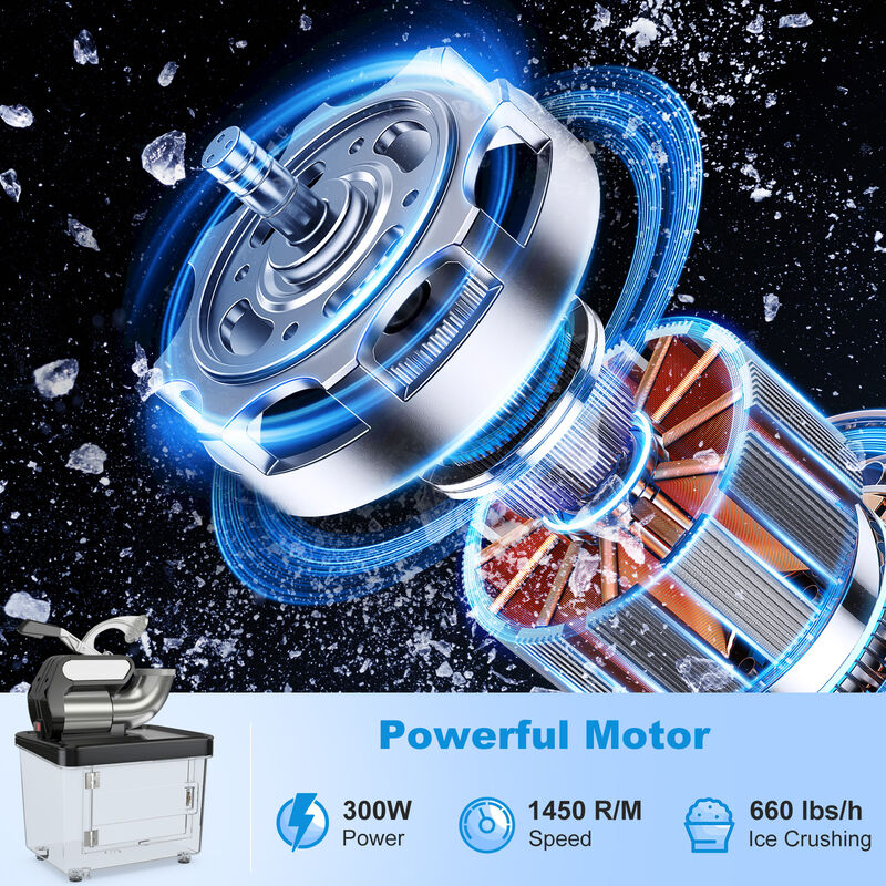 300W Commercial Ice Crusher with Dual Blades and Safety Switch