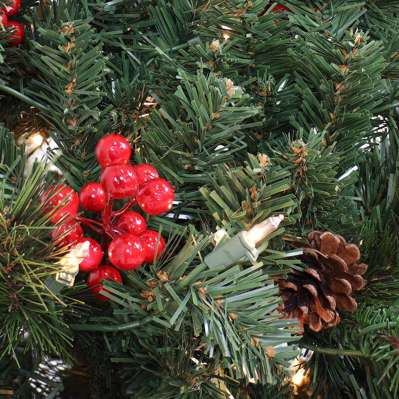 Sunnydaze Merry Berries Indoor/Outdoor Pre-Lit Faux Christmas Tree - 7 ft