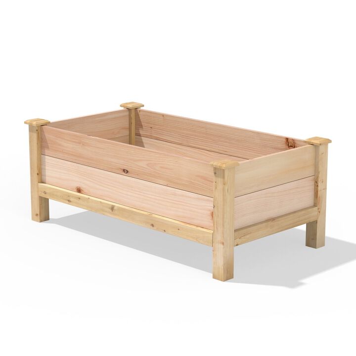 QuikFurn Farmhouse 24-in x 48-in x 19-in Cedar Elevated Victory Garden Bed