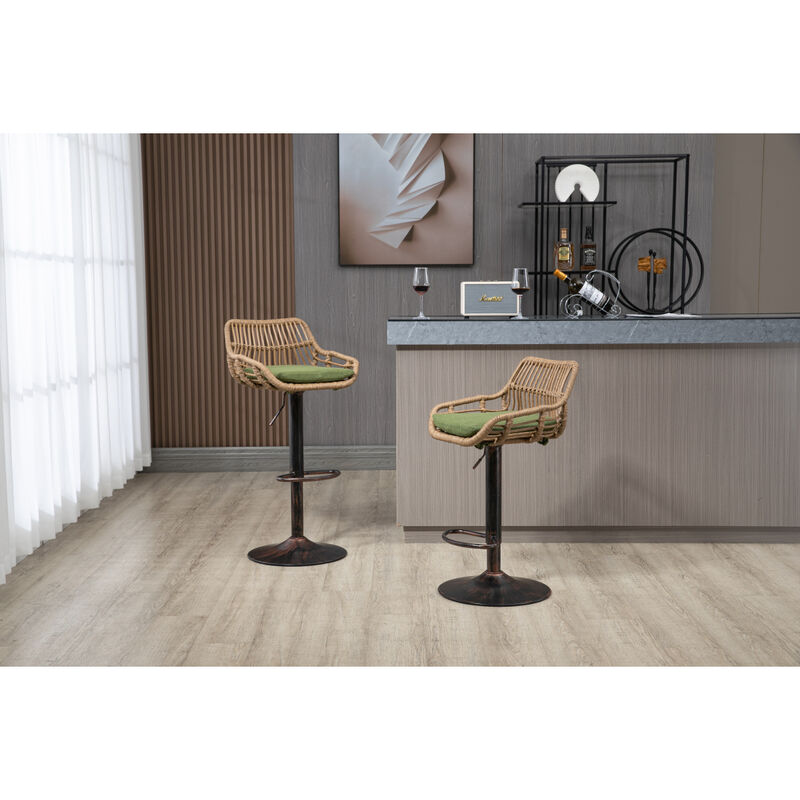 Swivel Bar Stools Set Of 2 Adjustable Counter Height Chairs With Footrest For Kitchen, Dining