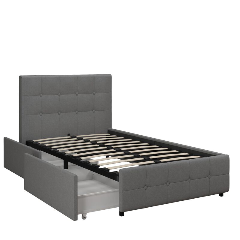 Ryder Gray Linen Upholstered Bed with Storage