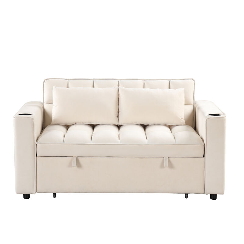 55.3" 41 Multifunctional Sofa Bed With Cup Holder And USB Port For Living Room