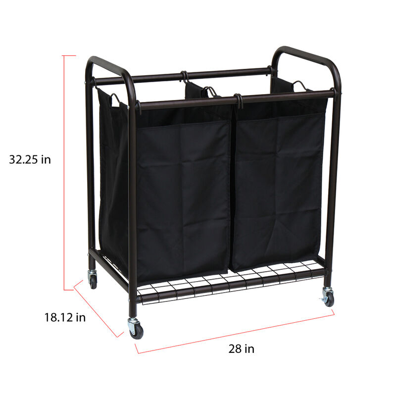 Oceanstar 2-Bag Rolling Laundry Sorter