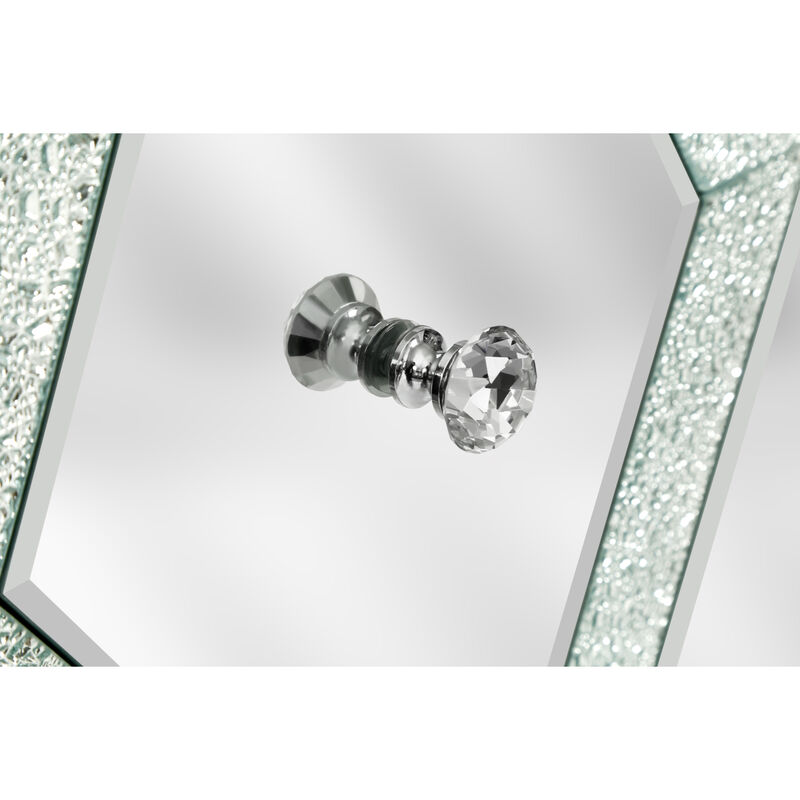Mirror-trimmed diamond design storage cabinet for any room