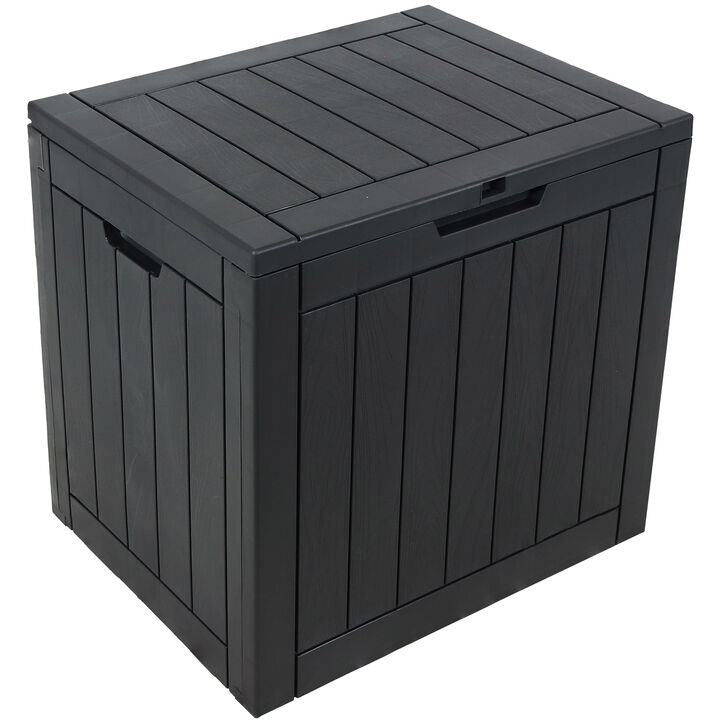 Sunnydaze 32 gal Faux Wood Plastic Outdoor Storage Box