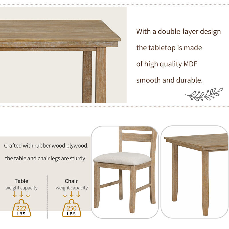 Merax 6 Pieces Rustic Wood Dining Set