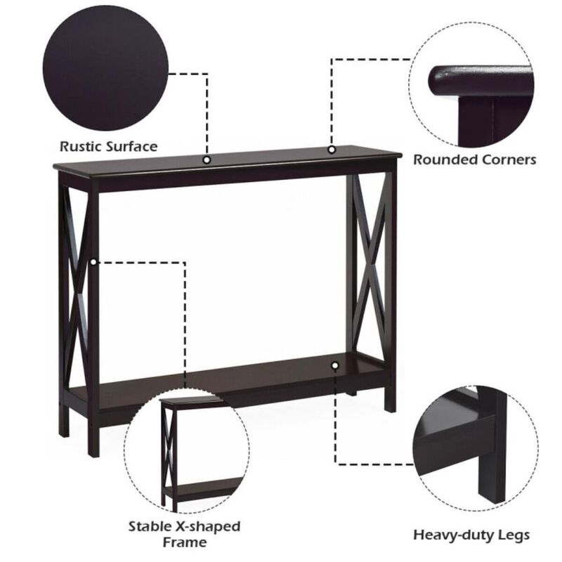 Hivvago 2-Tier Console X-Design Sofa Side Accent Table
