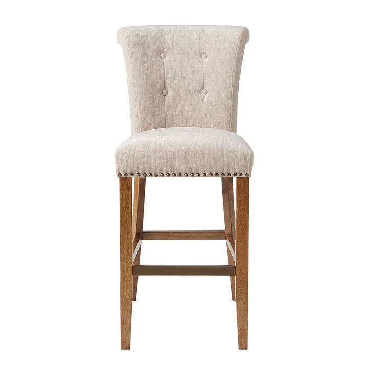 Gracie Mills Rafael 30-Inch Roll Back Button Tufted Bar Stool