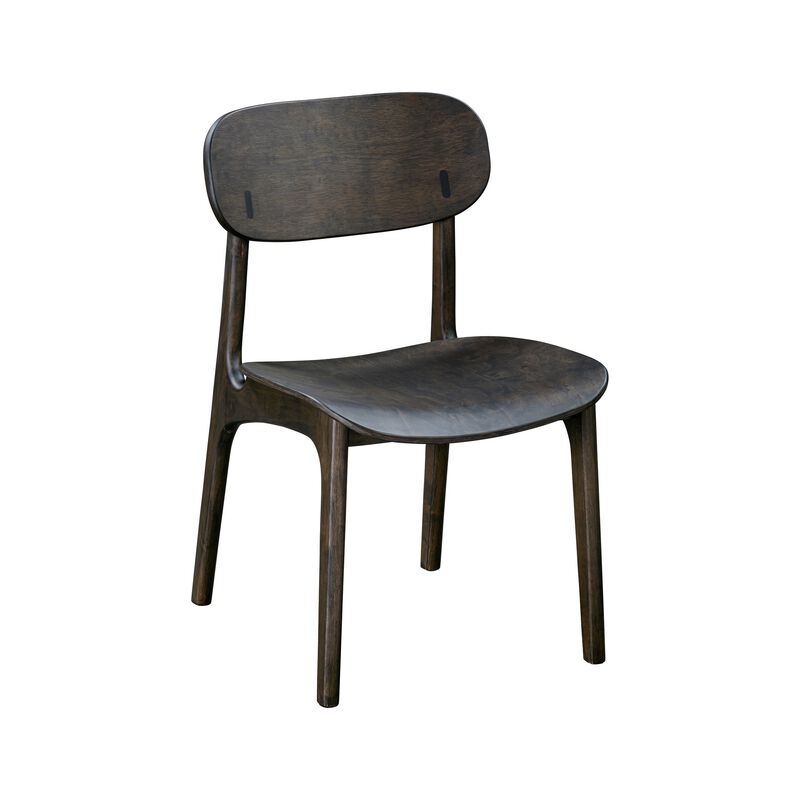 Seln 20 Inch Dining Chair Set of 2, Curved Seat, Splayed Legs, Gray - Benzara